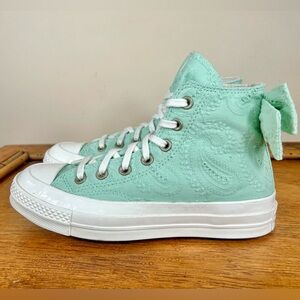 NEW Converse Chuck 70 Bow Green Sticky Aloe Embroidered High Top Sneakers Size 7